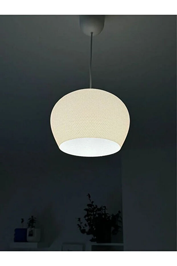 Elysium Beyaz Modern Dokulu, Pinterest Tarzı Özel Tasarım Tekli Sarkıt Avize